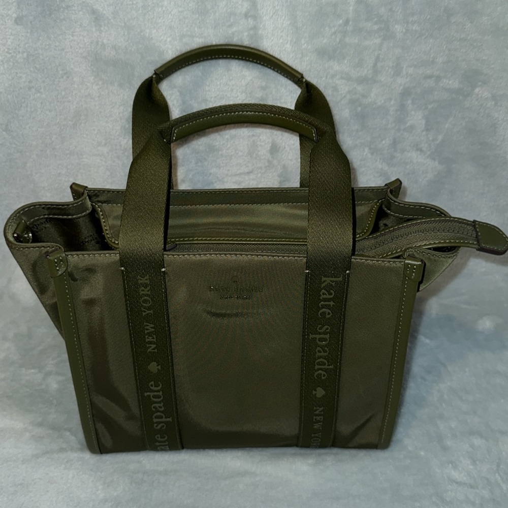 kate spade Green Small Structured Tote with Webbing Details - Picture 14 of 14